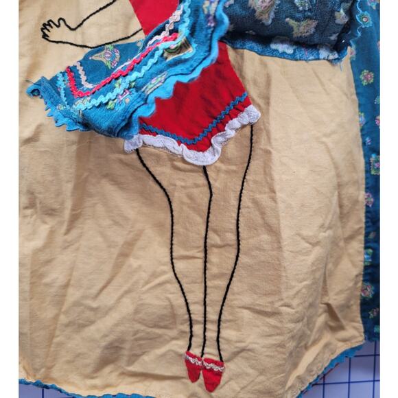 Vintage‎ Peekaboo Lady Handmade Apron with Pockets Retro Cottagecore Style - Picture 4 of 11